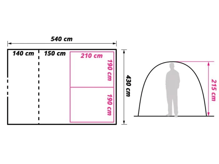 Obelink Lugano 6 XL Excellent CoolDark Tente Tunnel 16 Obelink Lugano 6 XL Excellent CoolDark Tente Tunnel – Image 14