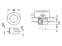 Obelink Bouton Poussoir - Silver 12 Obelink Bouton Poussoir - Silver -Obelink Boutiqe obelink push lock knop tekening ecommerce